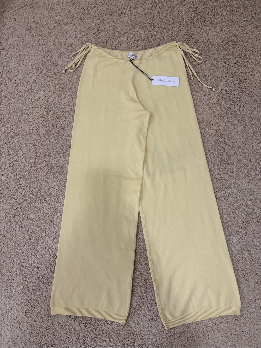 BRAND NEW NWT Frankie’s bikinis buttercup yellow size s sweater pants side ties